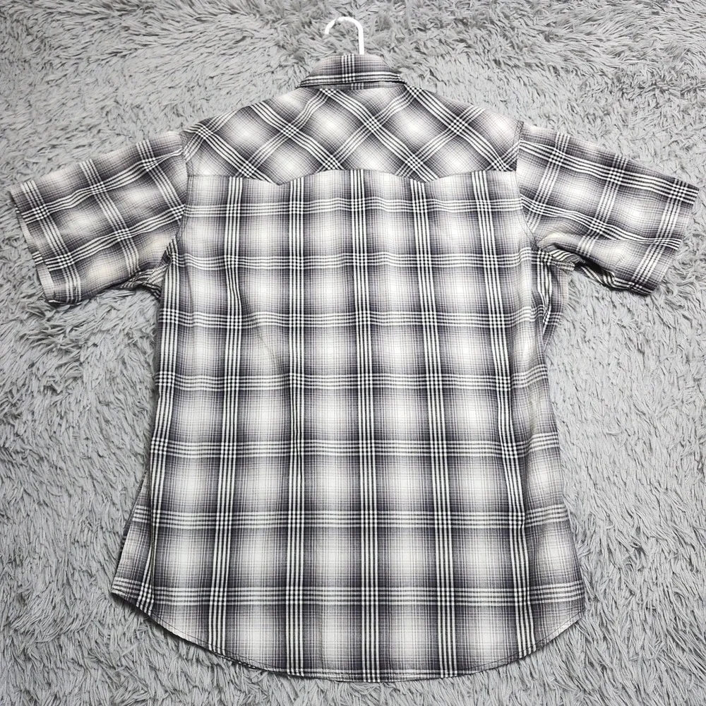 Wrangler Wrancher Shirts Mens Large‎ Western Cowboy Pearl Snap Ombre Plaid Check